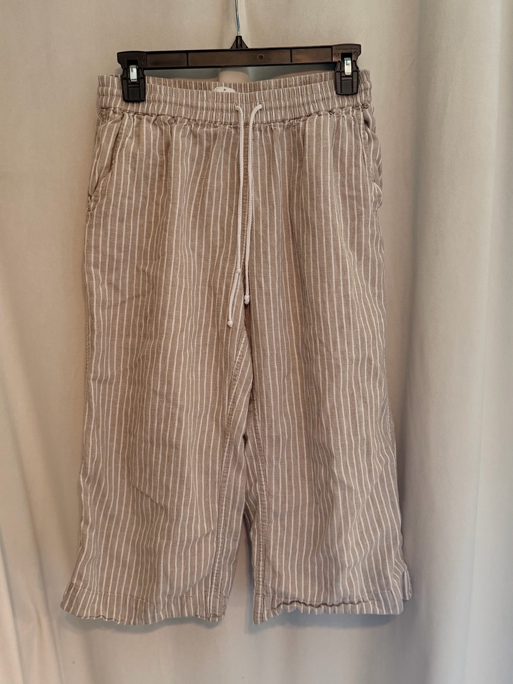 beachlunchlounge Beige and White Striped linen Pants
